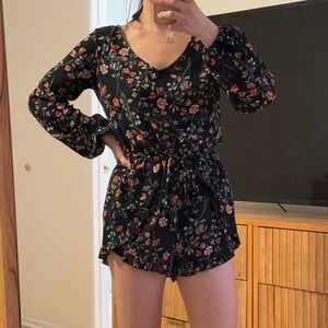 Abercrombie & Fitch Black Floral Romper